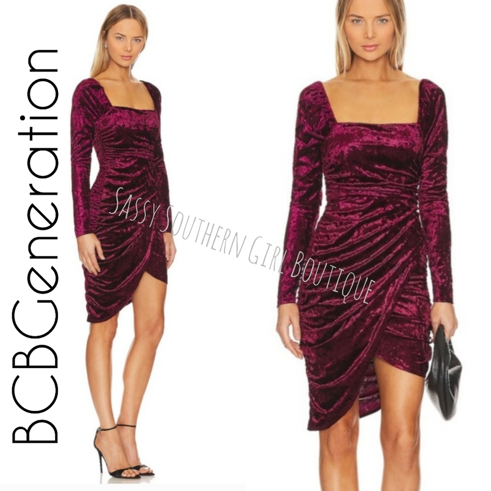 🆕⭐ BCBG Generation Dark Red Velvet Bodycon Dress